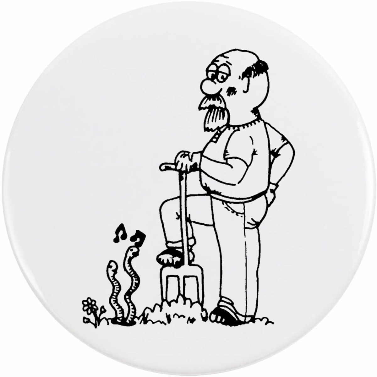 'Gardener and Worms' Button Pin Badges (BB035079)
