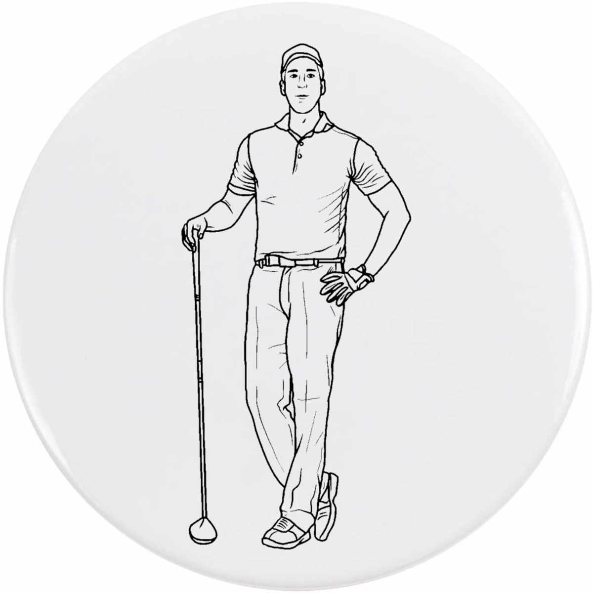 'Golfer' Button Pin Badges (BB035404)