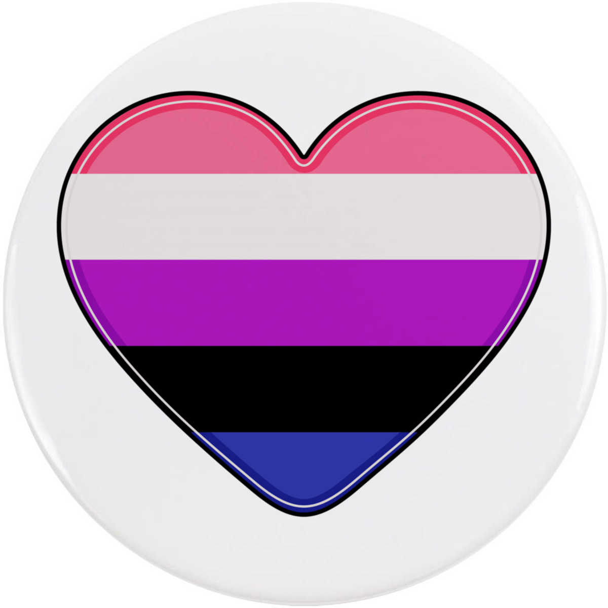 77mm 'Gender Fluid Flag Heart' Large Button Pin Badge (BB00090416)