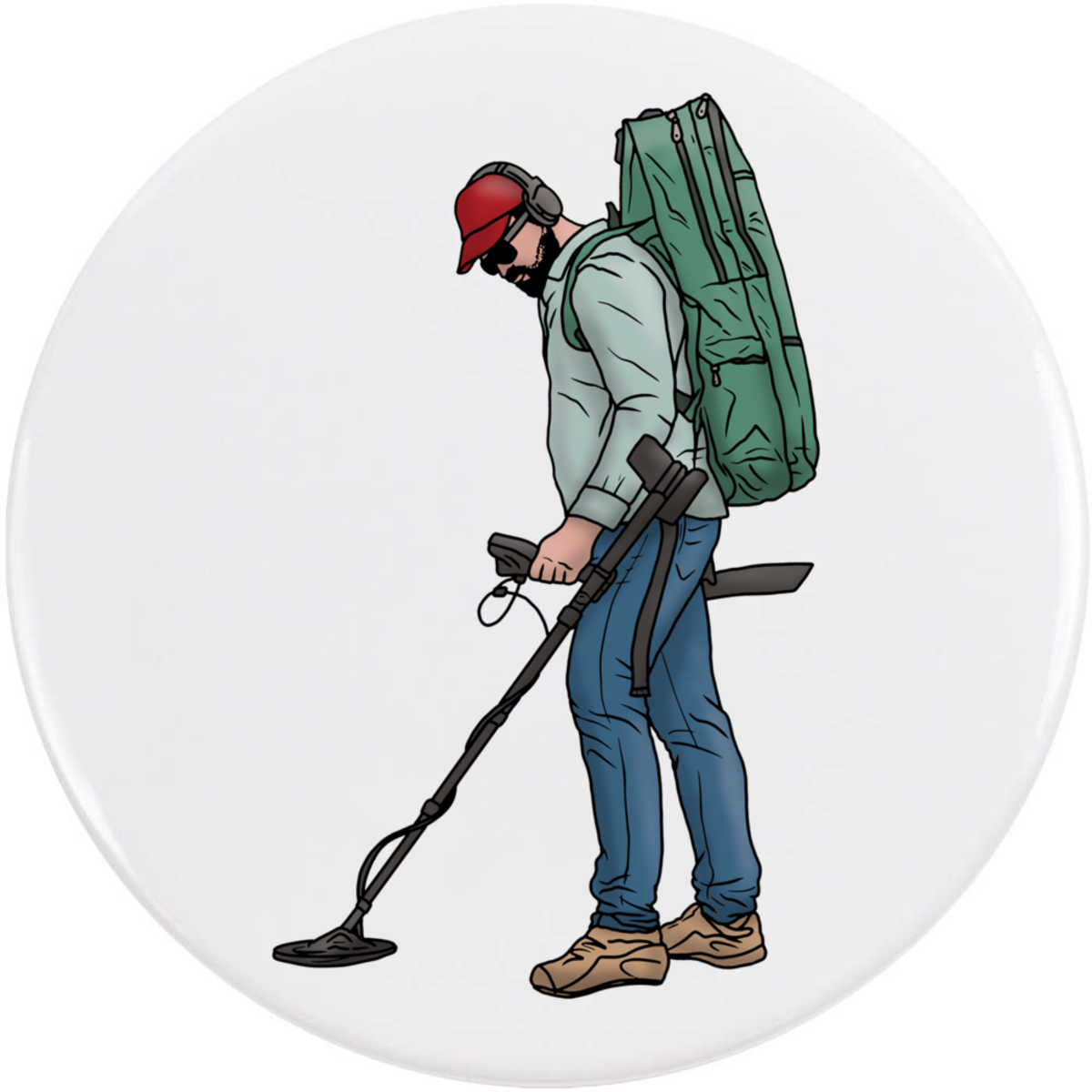 'Metal Detecting' Button Badge - 77mm - Pin Back / Lapel Badge for Clothes, Bags, Accessories and Gifts (BB00090731)