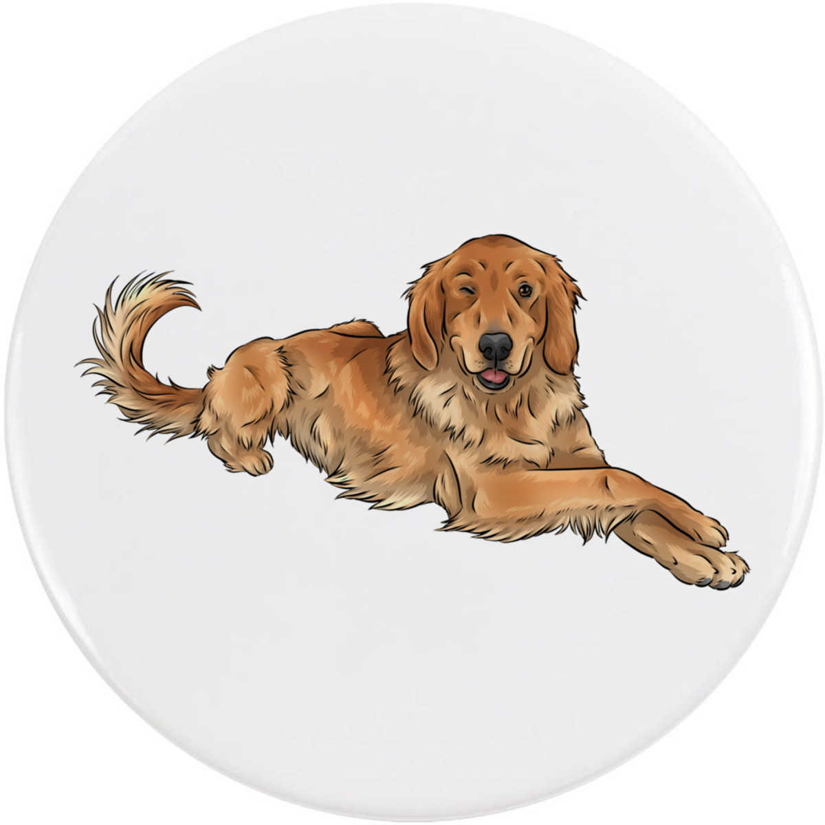 'Winking Golden Retriever' Button Pin Badges (BB036098)