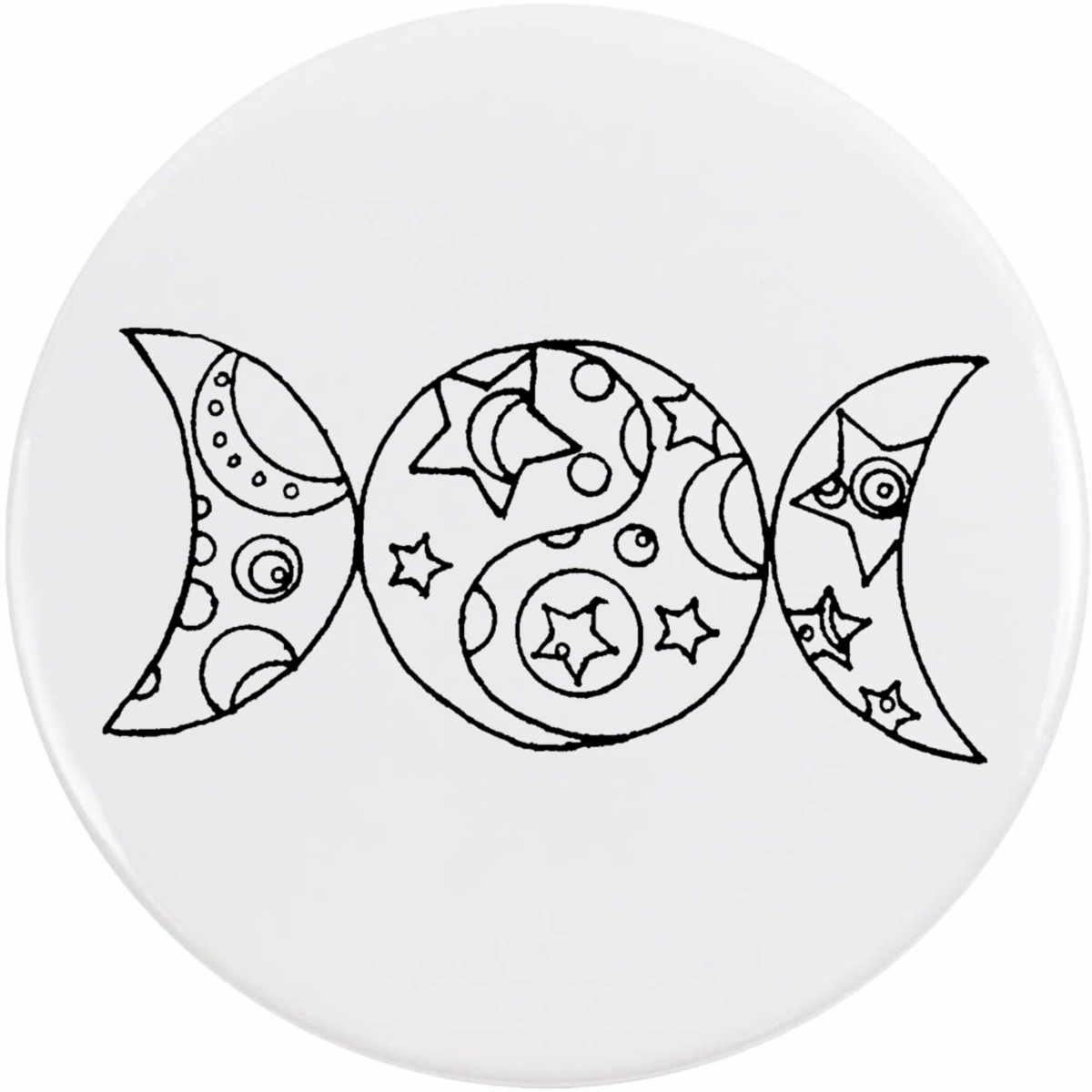 'Patterned Triple Moon' Button Pin Badges (BB036427)