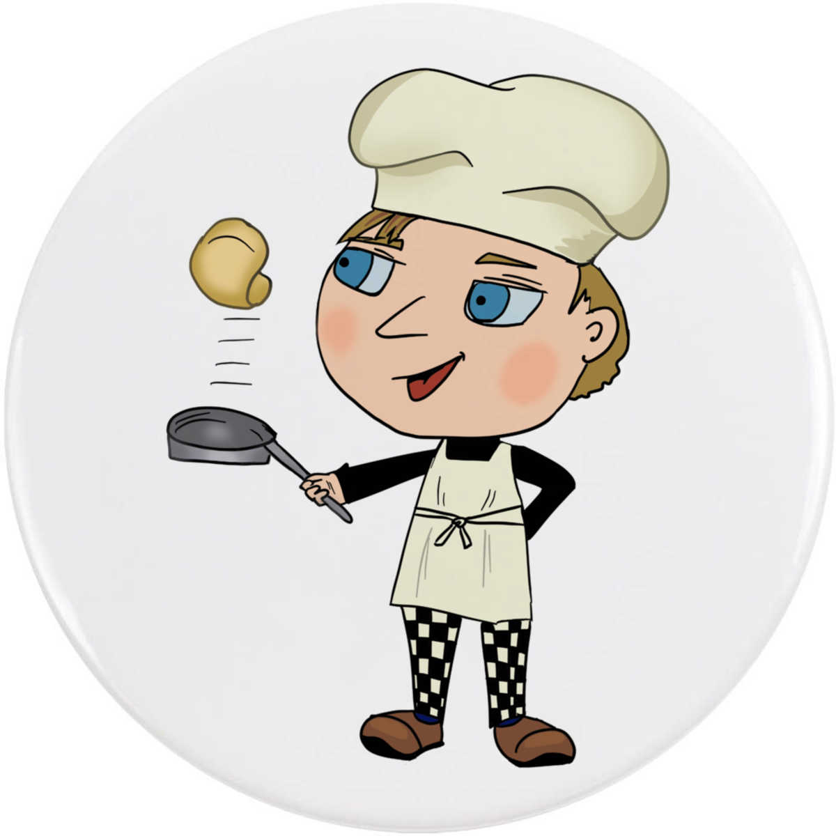 'Chef Flipping Pancake' Button Pin Badges (BB041356)