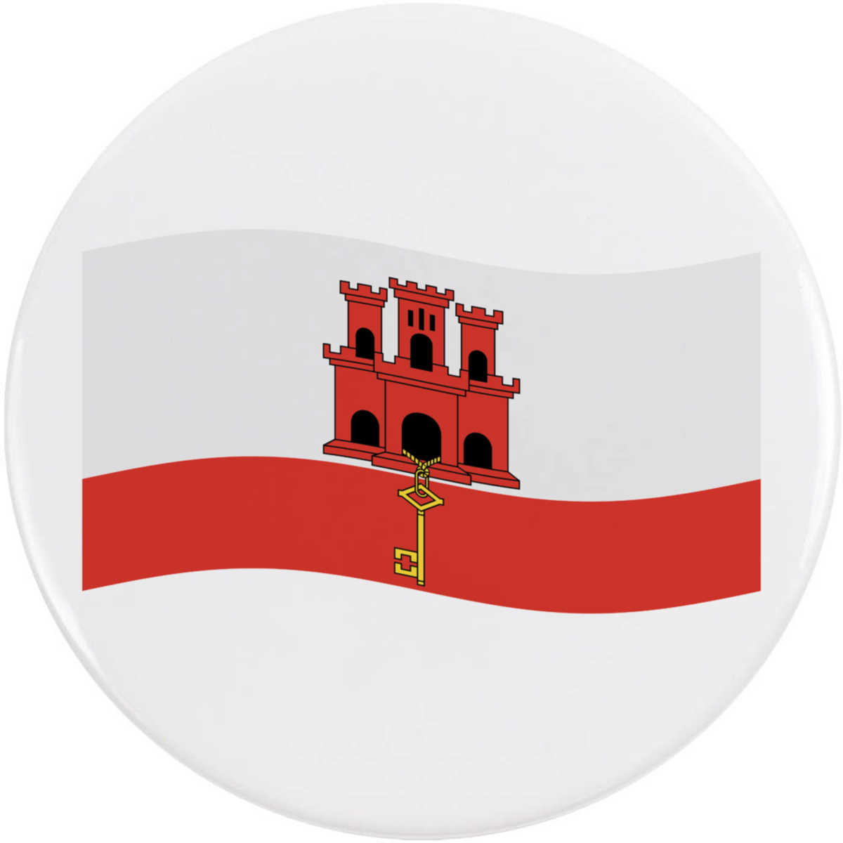 'Waving Gibraltar Flag' Button / Lapel Badges - Pin Back Badges for Clothes, Bags, Accessories and Gifts (BB044532)
