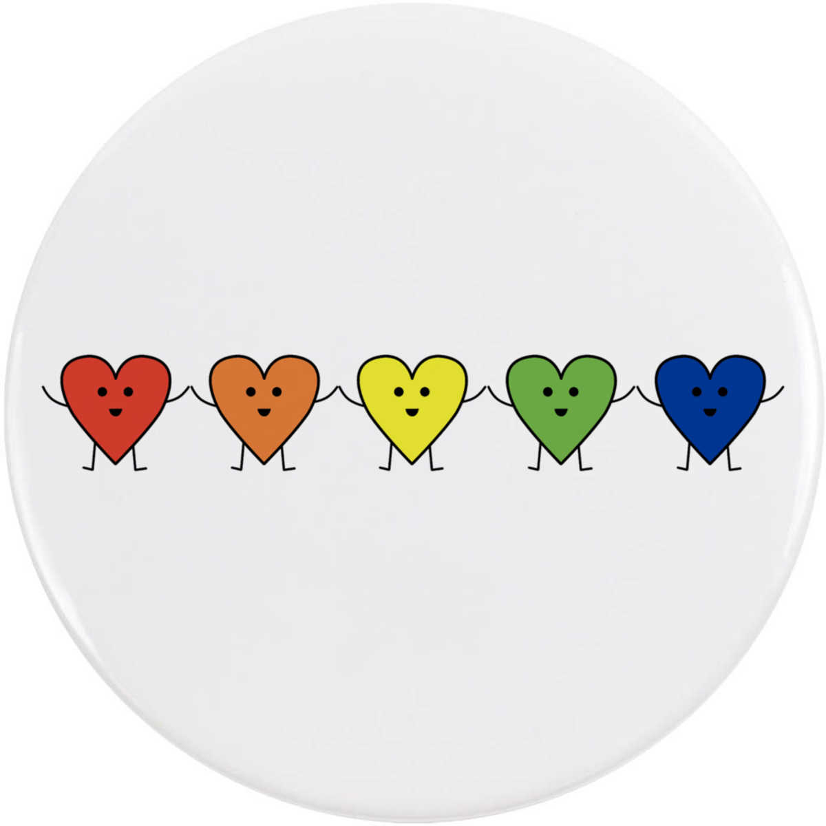 'Rainbow Heart Friends' Button Badge - 77mm - Pin Back / Lapel Badge for Clothes, Bags, Accessories and Gifts (BB00118106)
