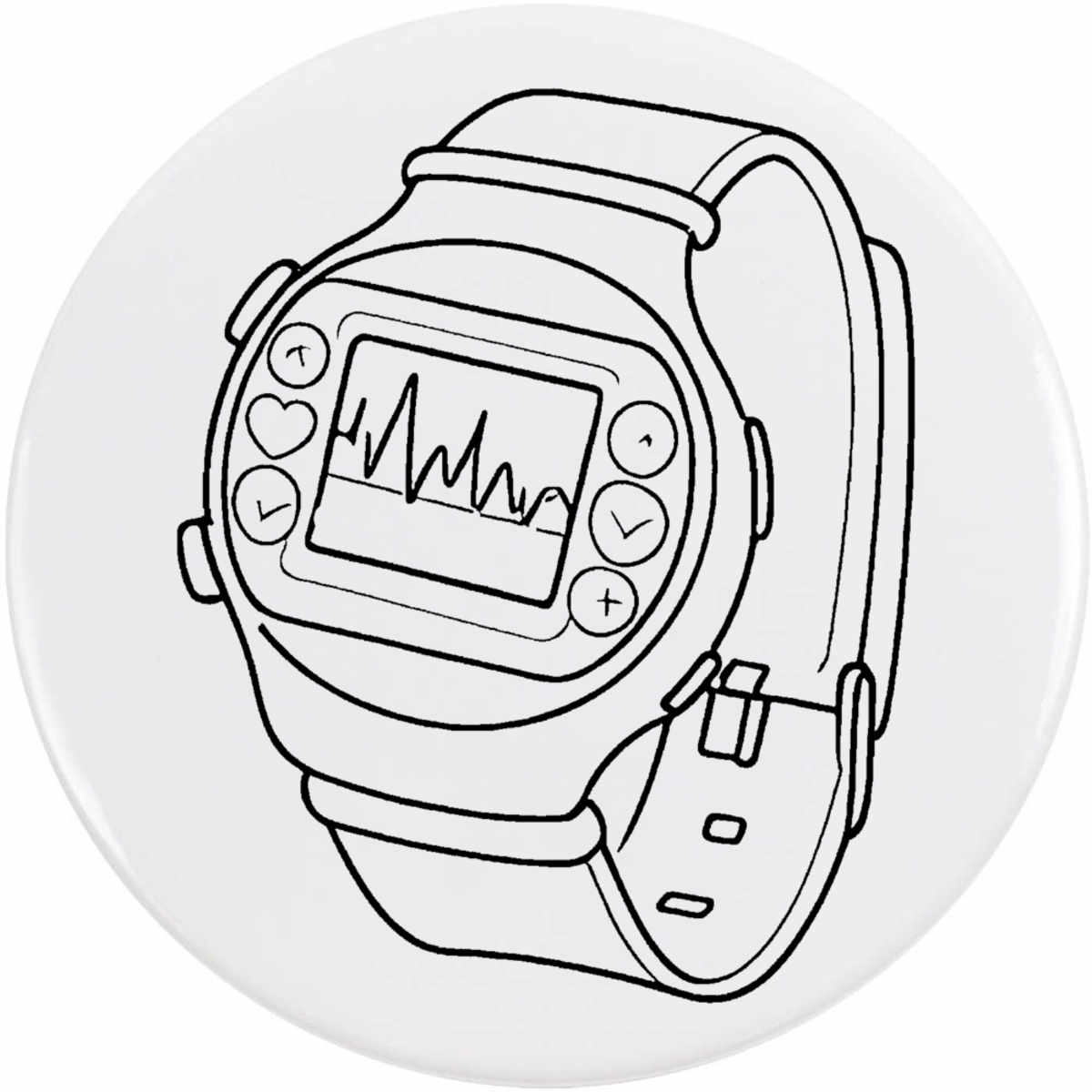 'Smart Watch Monitor' Button Badge - 77mm - Pin Back / Lapel Badge for Clothes, Bags, Accessories and Gifts (BB00119206)