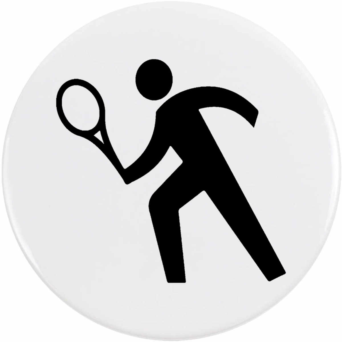'Tennis Player With Racket' Button Badge - 77mm - Pin Back / Lapel Badge for Clothes, Bags, Accessories and Gifts (BB00119880)