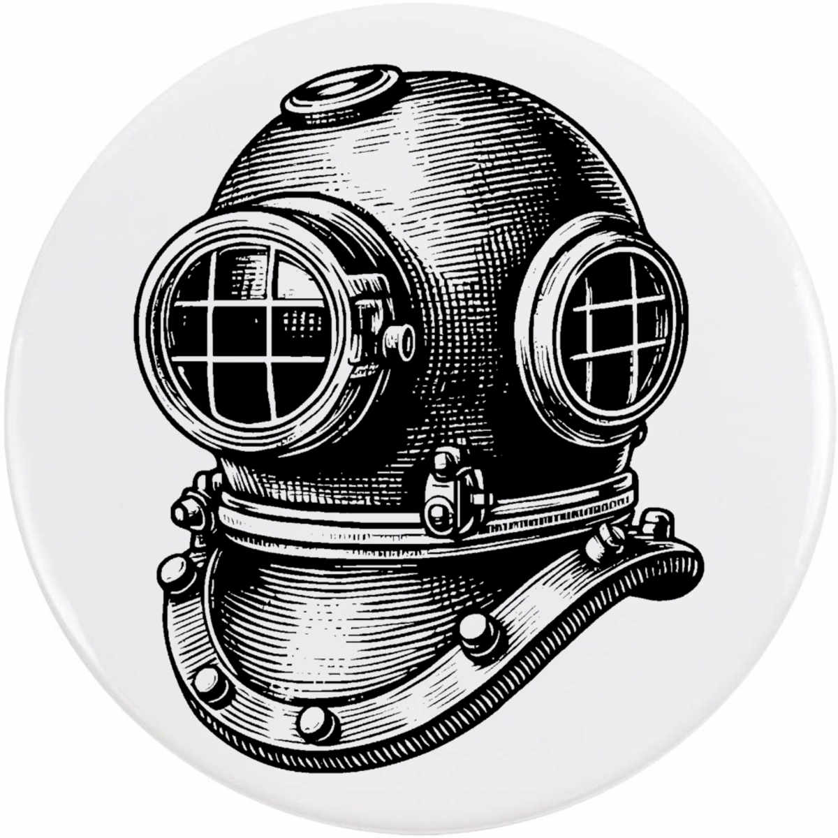 'Vintage Diving Helmet' Button Badge - 77mm - Pin Back / Lapel Badge for Clothes, Bags, Accessories and Gifts (BB00120024)