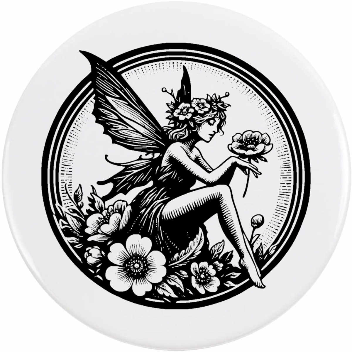'Fairy with a Flower' Button / Lapel Badges - Pin Back Badges for Clothes, Bags, Accessories and Gifts (BB045424)
