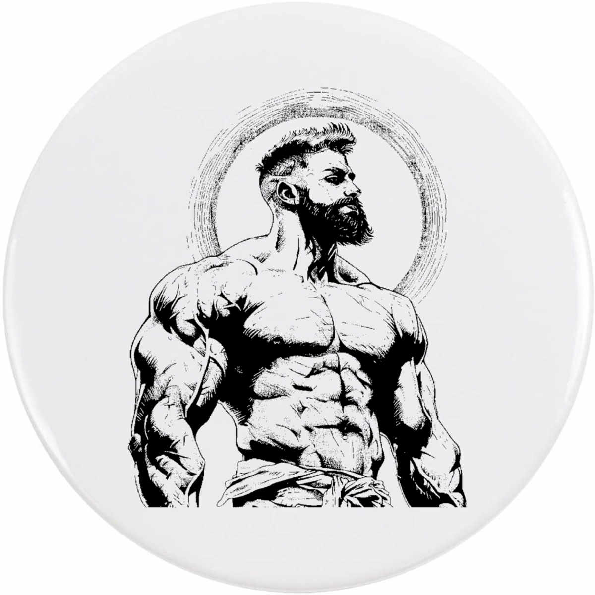 'Strongman with Beard ' Button / Lapel Badges - Pin Back Badges for Clothes, Bags, Accessories and Gifts (BB045546)