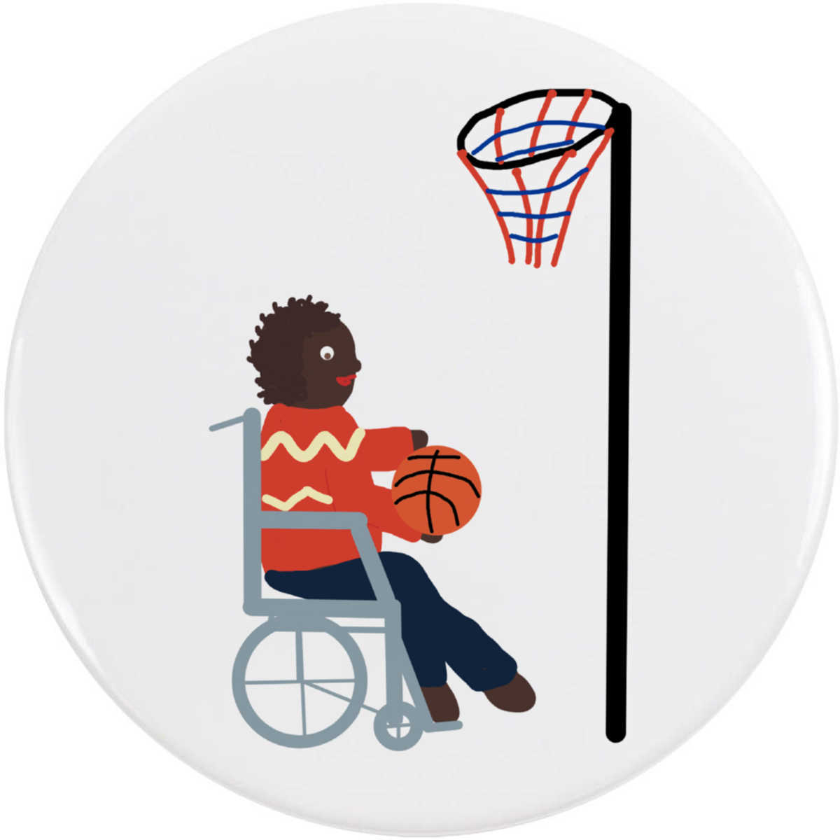 'Wheelchair Netball' Button / Lapel Badges - Pin Back Badges for Clothes, Bags, Accessories and Gifts (BB045674)