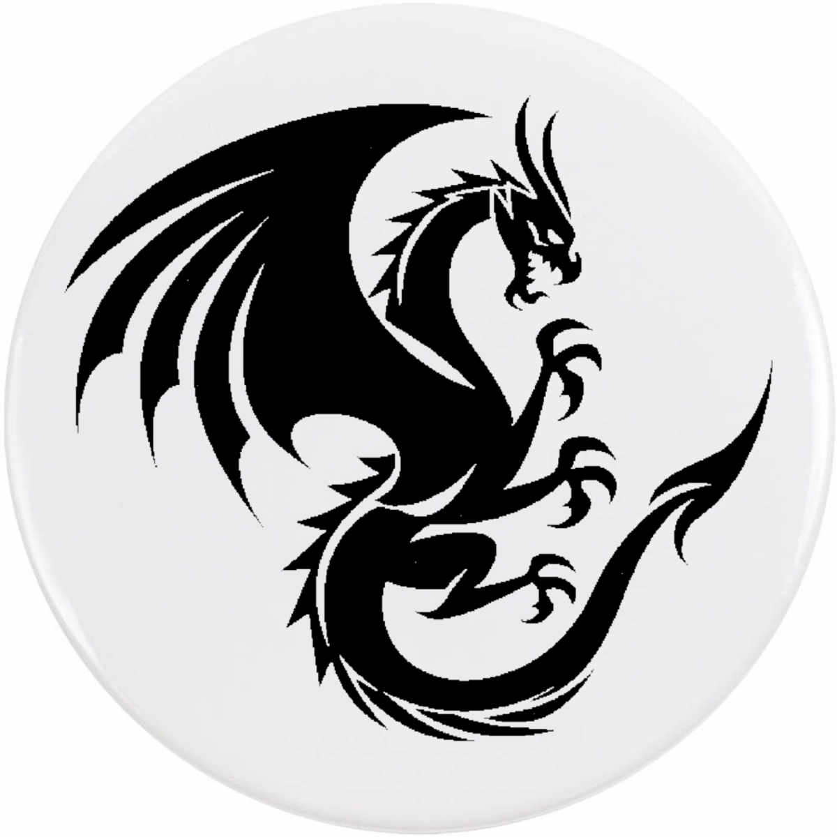 'Coat of Arms Dragon' Button Badge - 77mm - Pin Back / Lapel Badge for Clothes, Bags, Accessories and Gifts (BB00121444)