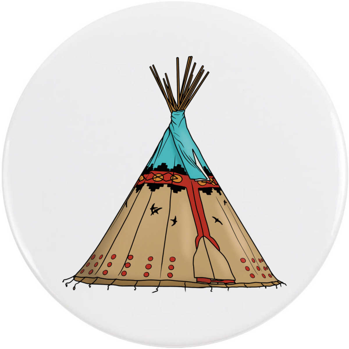 77mm 'Native American Tipi' Large Button Pin Badge (BB00122558)