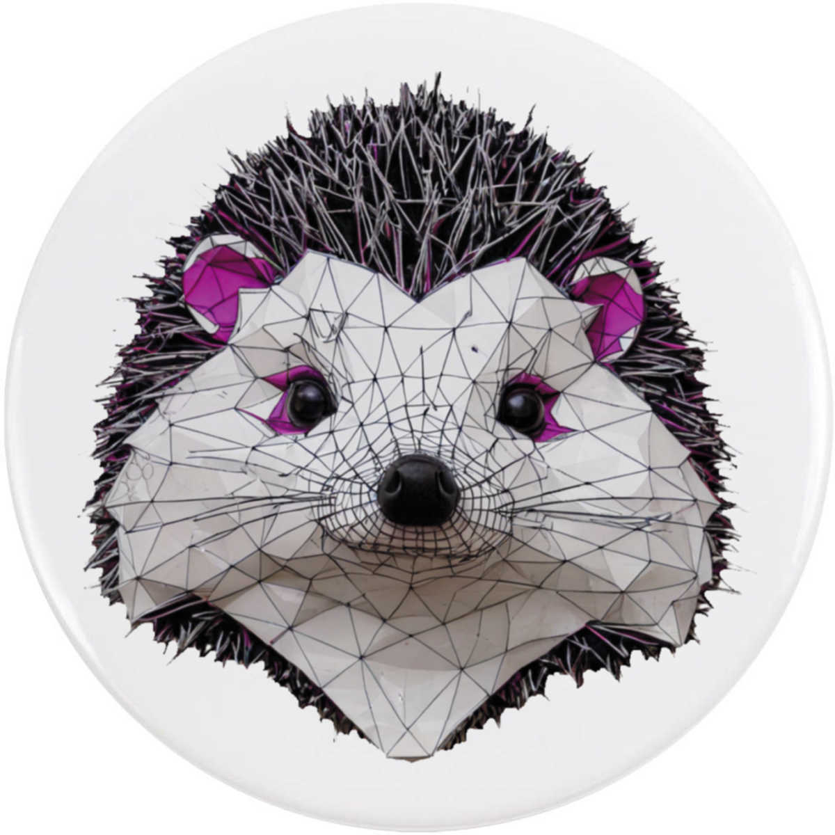 'Low Poly Hedgehog' Button Badge - 77mm - Pin Back / Lapel Badge for Clothes, Bags, Accessories and Gifts (BB00122630)