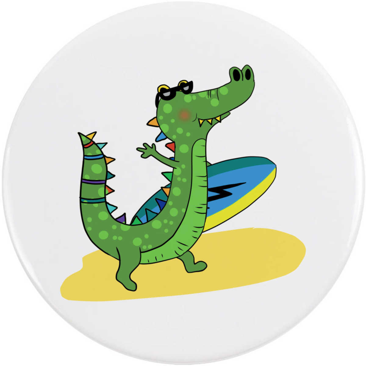 'Surfing Croc' Button / Lapel Badges - Pin Back Badges for Clothes, Bags, Accessories and Gifts (BB047008)