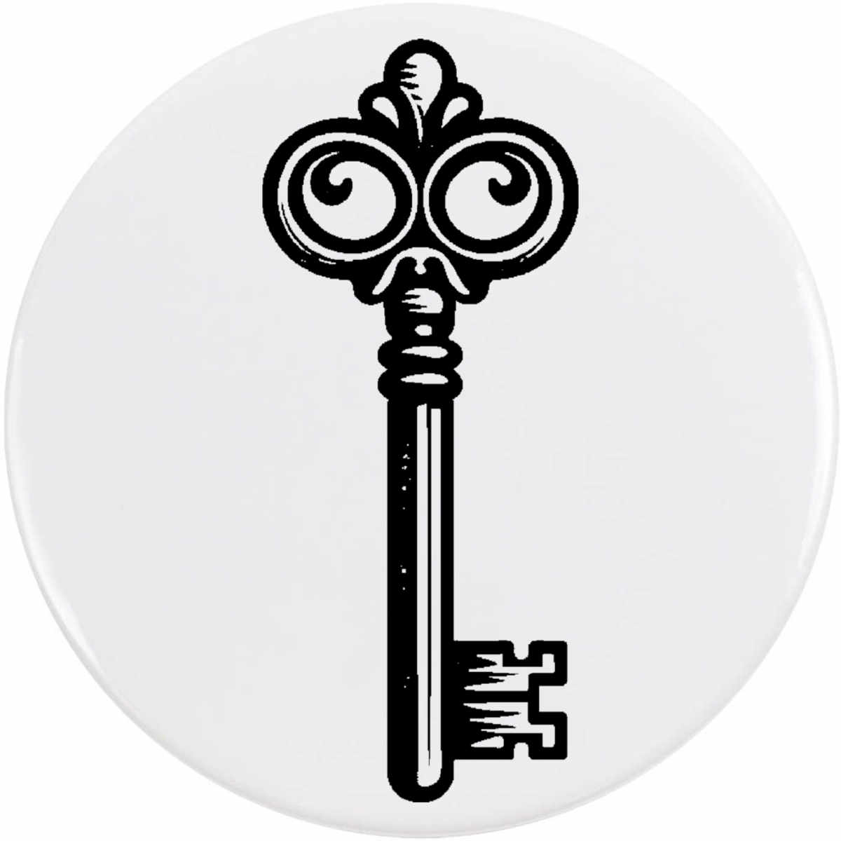 77mm 'Antique Vintage Key' Large Button Pin Badge (BB00124307)