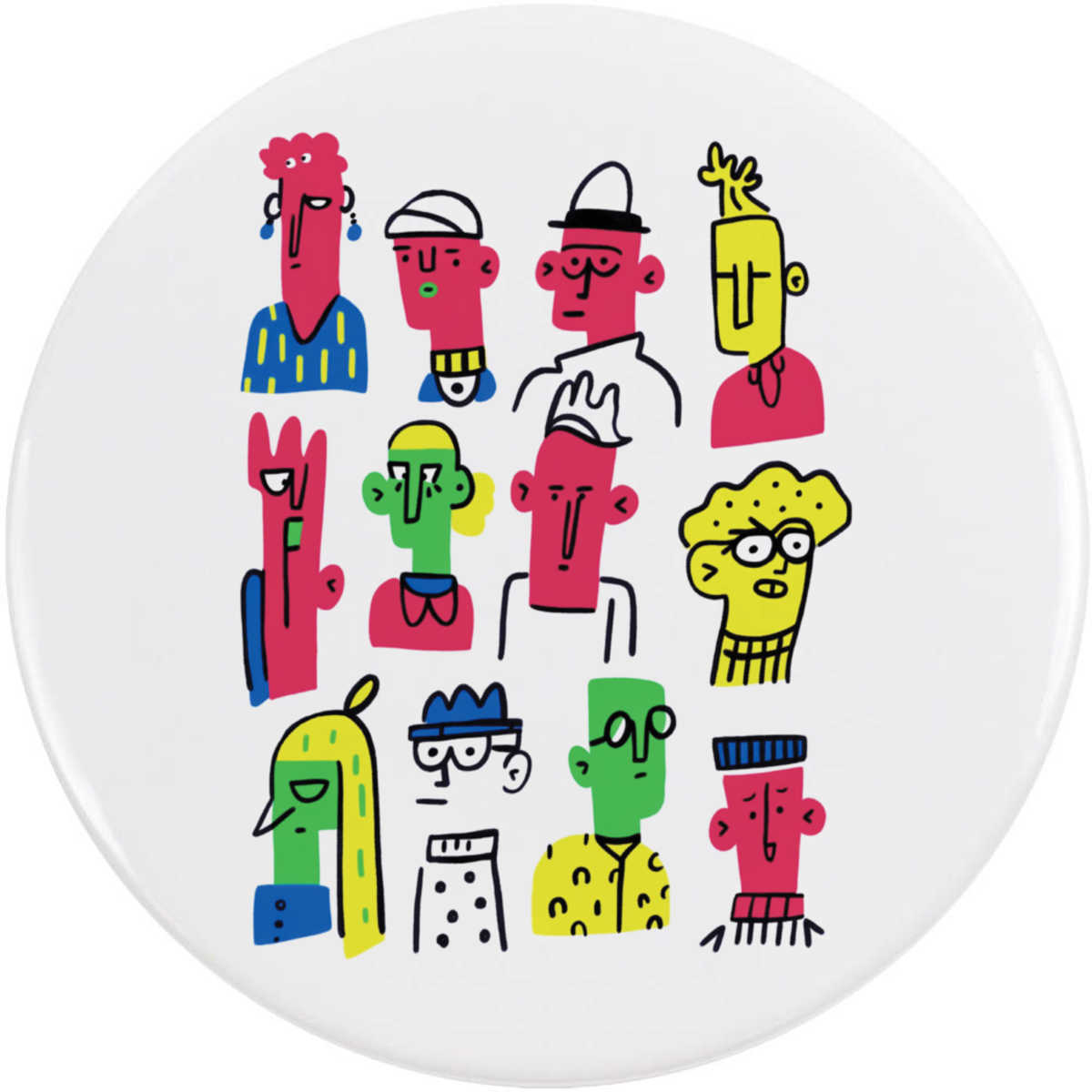 'Funky Abstract People' Button Badge - 77mm - Pin Back / Lapel Badge for Clothes, Bags, Accessories and Gifts (BB00124445)