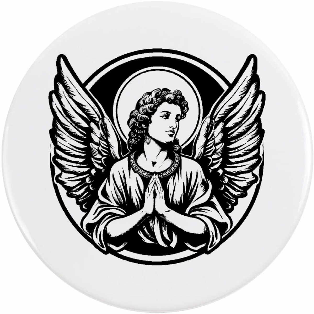 'Angel in Circle Frame' Button Pin Badges (BB047192)