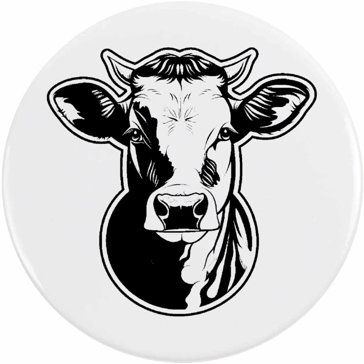 'Cow Head Front View' Button Pin Badges (BB047194)