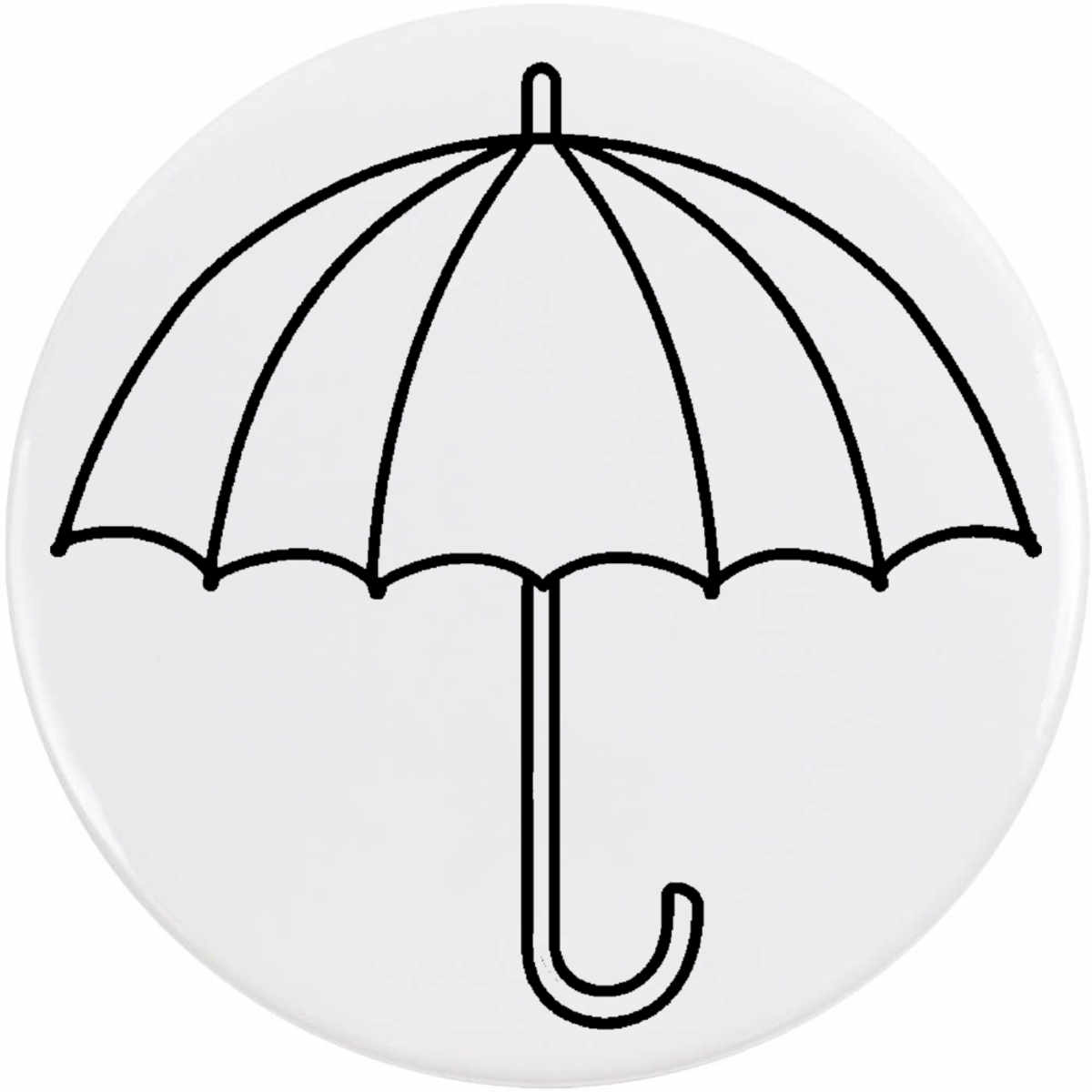 'Simple Umbrella' Button Badge - 77mm - Pin Back / Lapel Badge for Clothes, Bags, Accessories and Gifts (BB00125054)