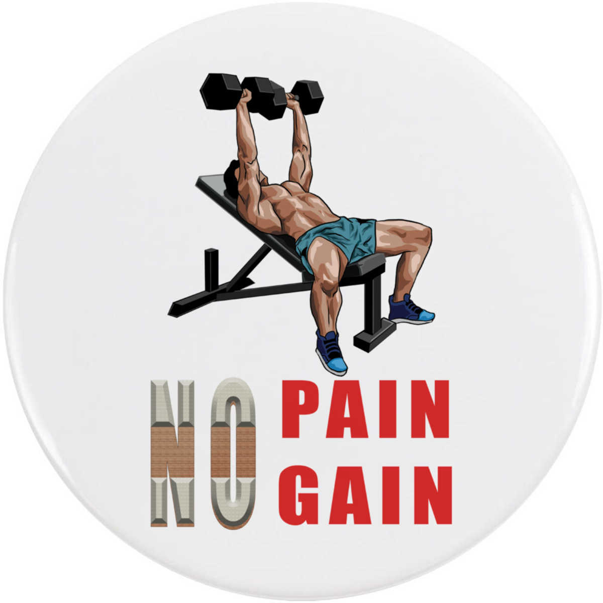 'Strength & Dumbbells' Button Badge - 77mm - Pin Back / Lapel Badge for Clothes, Bags, Accessories and Gifts (BB00125284)