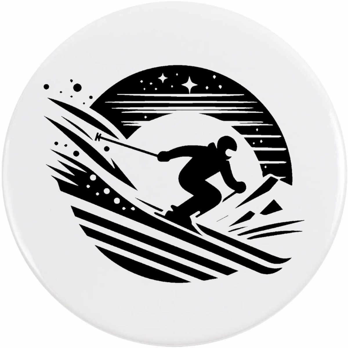 'Night Skiing' Button Badge - 77mm - Pin Back / Lapel Badge for Clothes, Bags, Accessories and Gifts (BB00125993)