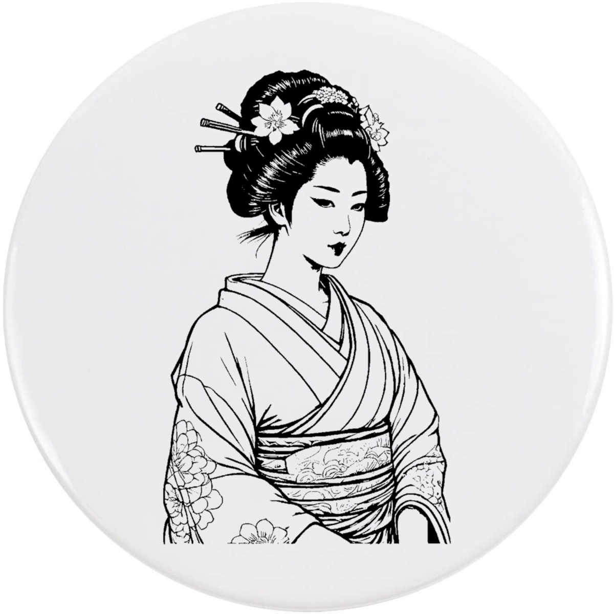 'Geisha' Button / Lapel Badges - Pin Back Badges for Clothes, Bags, Accessories and Gifts (BB047800)