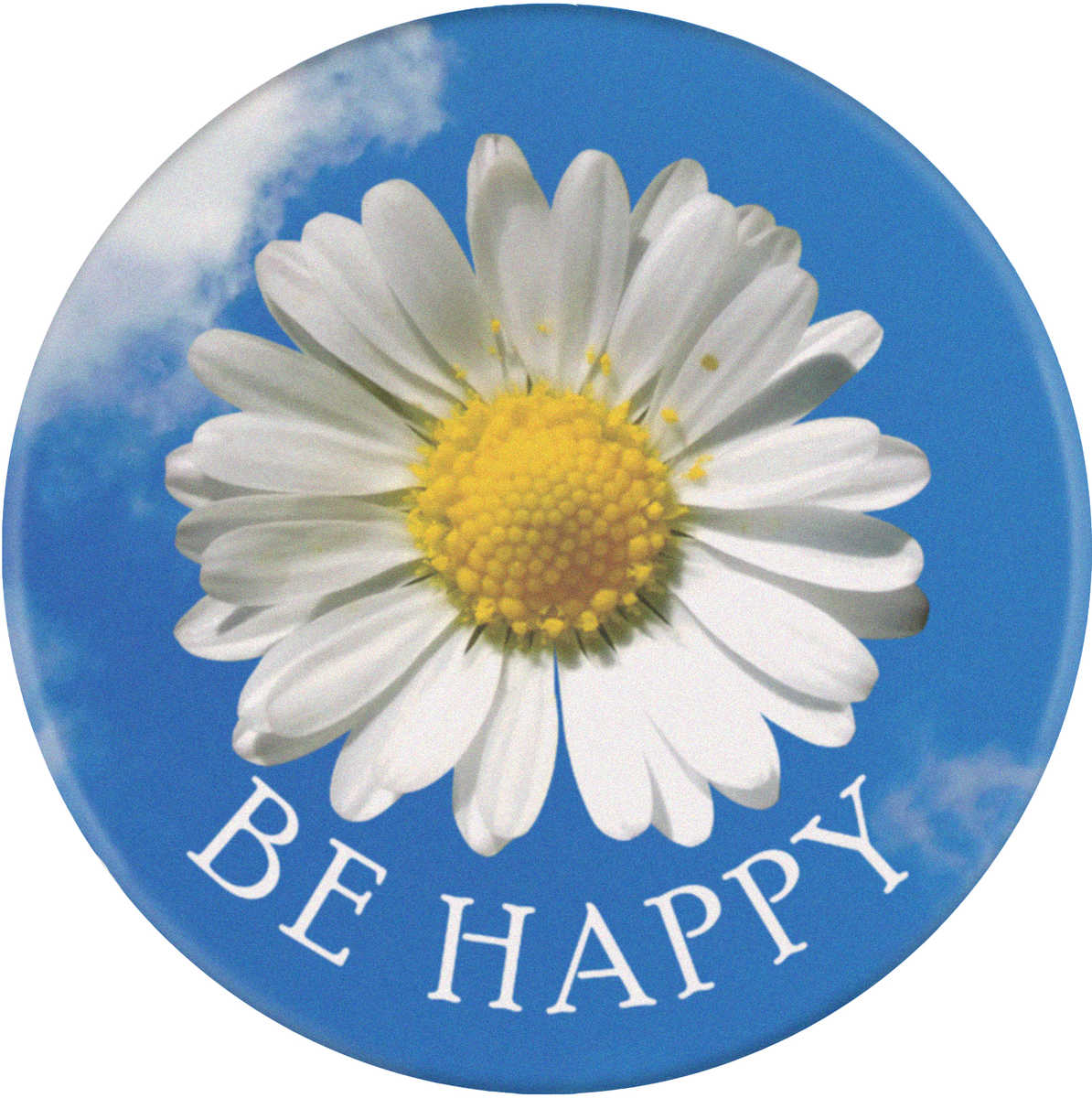 77mm 'Be Happy' Large Button Pin Badge (BB00128342)