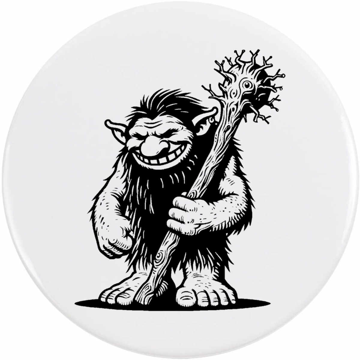 'Nordic Troll With Club' Button Badge - 77mm - Pin Back / Lapel Badge for Clothes, Bags, Accessories and Gifts (BB00128825)
