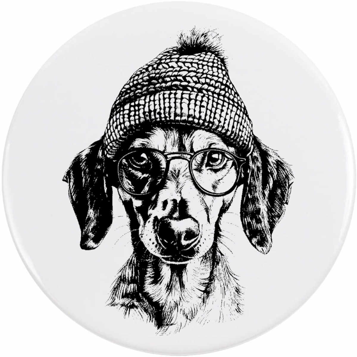 'Daschund Wearing Glasses' Button / Lapel Badges - Pin Back Badges for Clothes, Bags, Accessories and Gifts (BB048801)