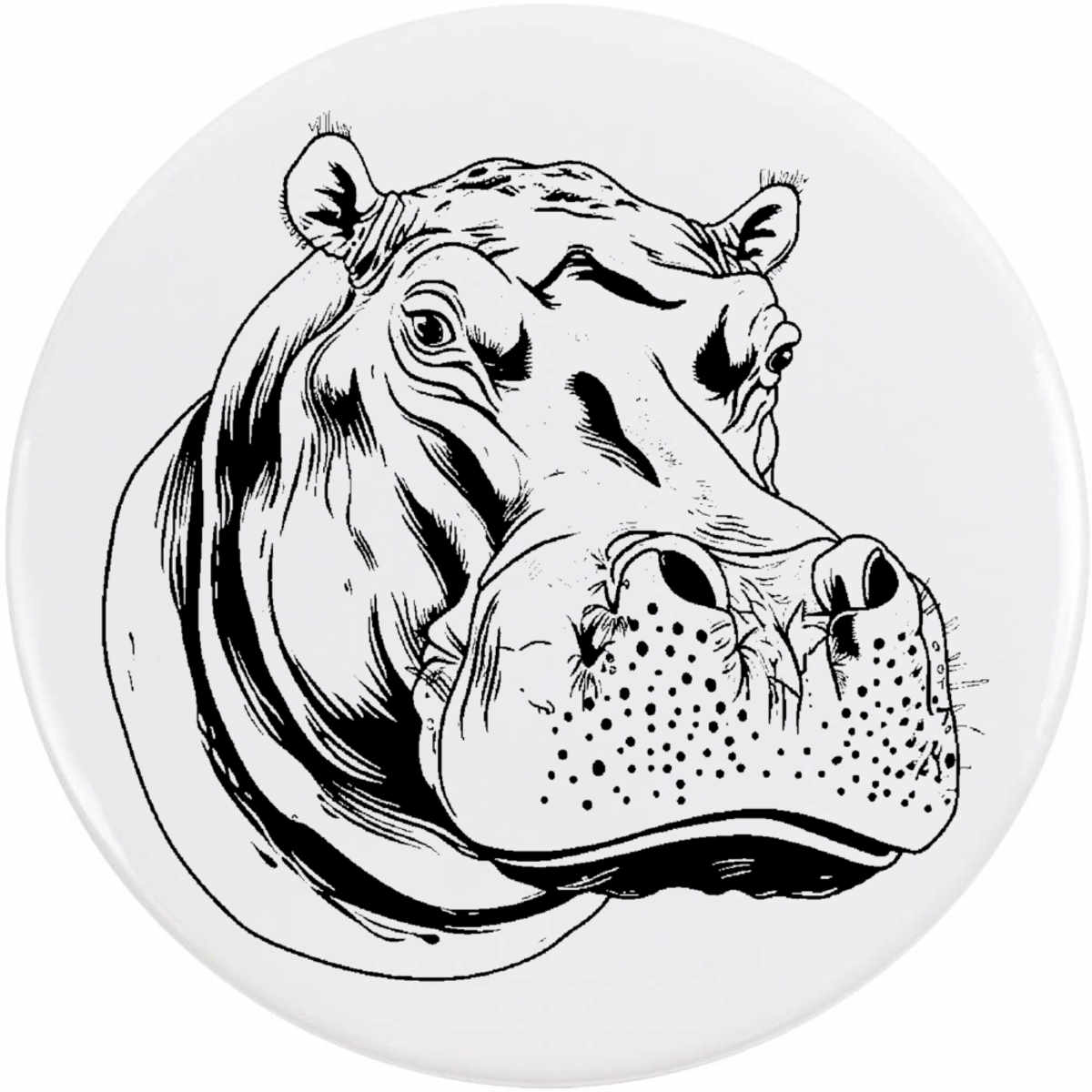 'Hippo Head' Button Badge - 77mm - Pin Back / Lapel Badge for Clothes, Bags, Accessories and Gifts (BB00129338)