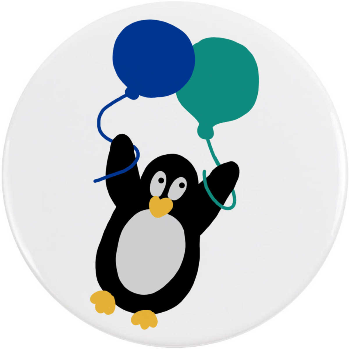 'Penguin With Balloons ' Button Badge - 77mm - Pin Back / Lapel Badge for Clothes, Bags, Accessories and Gifts (BB00130867)