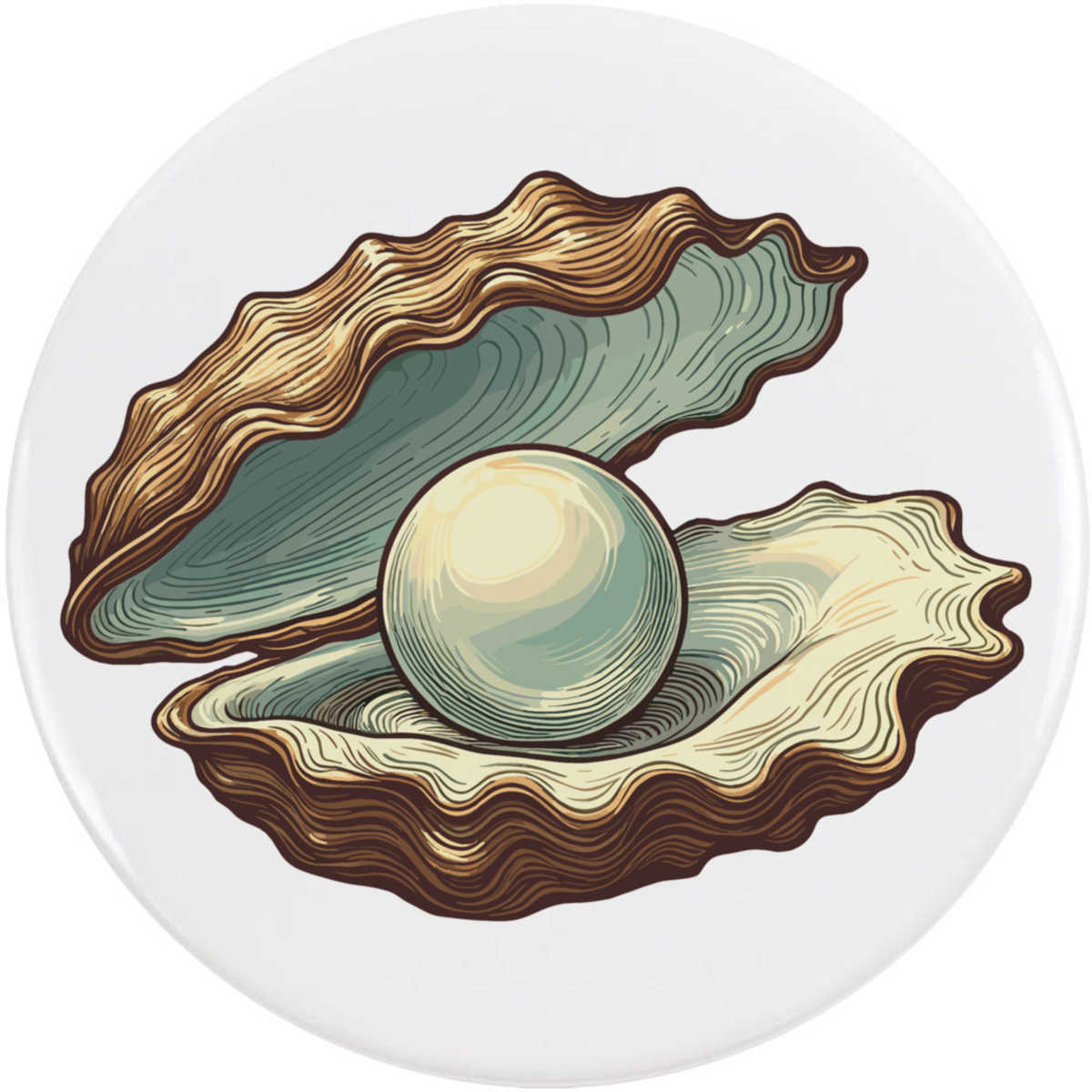 'Pearl In Oyster Shell' Button Pin Badges (BB049691)