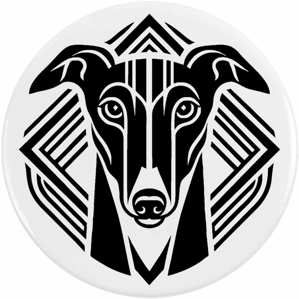 77mm 'Art Deco Greyhound' Large Button Pin Badge (BB00131825)