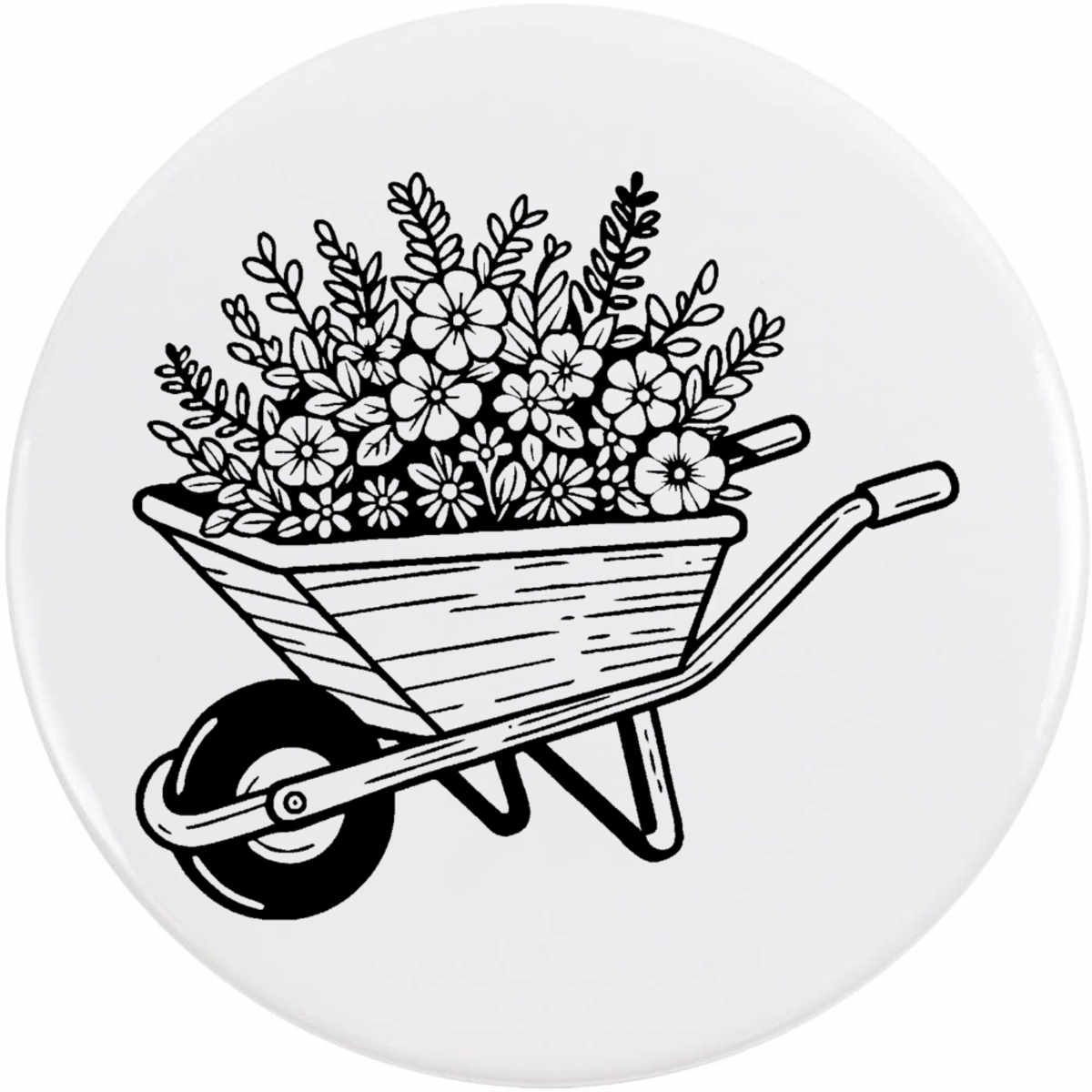 77mm 'Wheelbarrow Planter' Large Button Pin Badge (BB00131879)