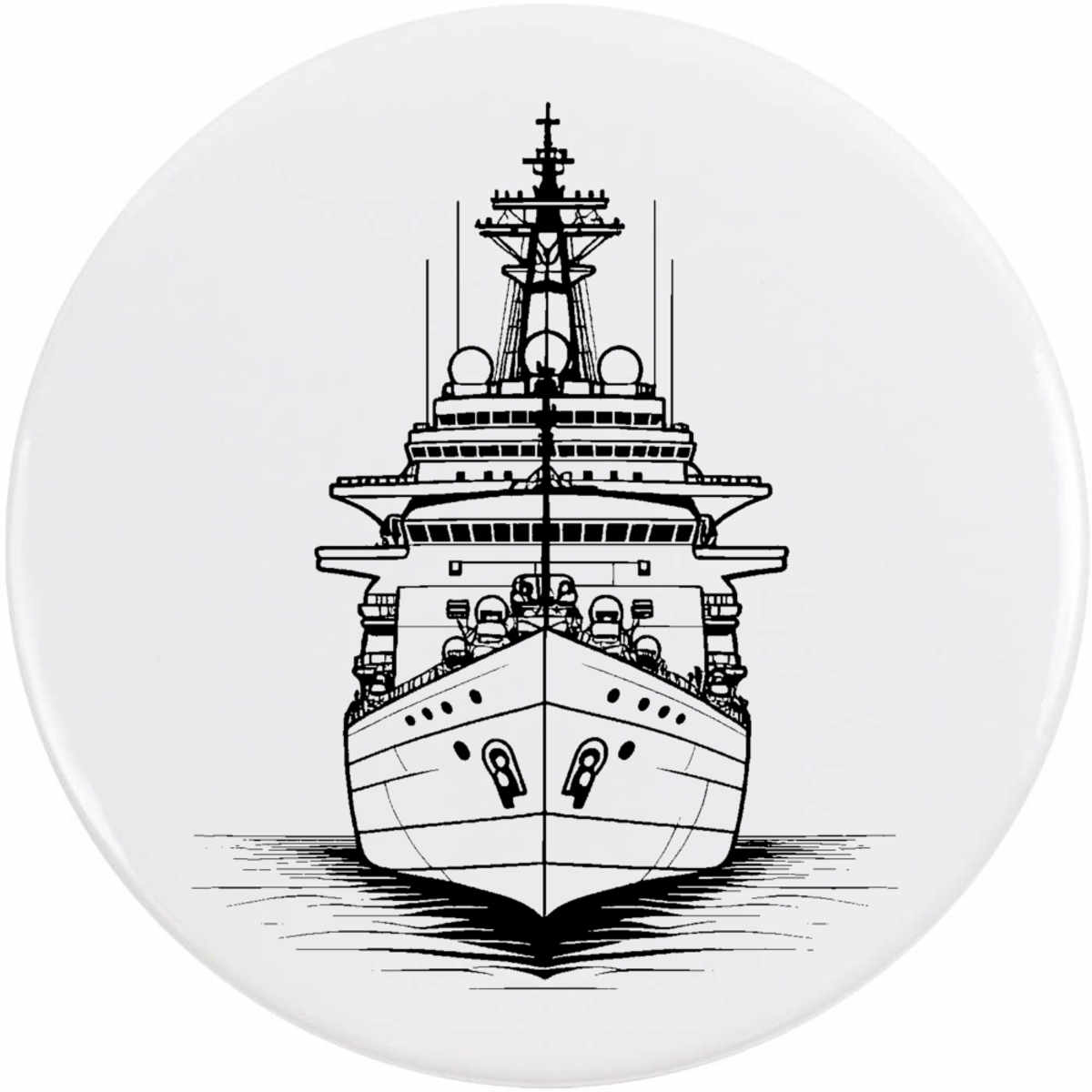 'Military Ship' Button Badge - 77mm - Pin Back / Lapel Badge for Clothes, Bags, Accessories and Gifts (BB00132214)