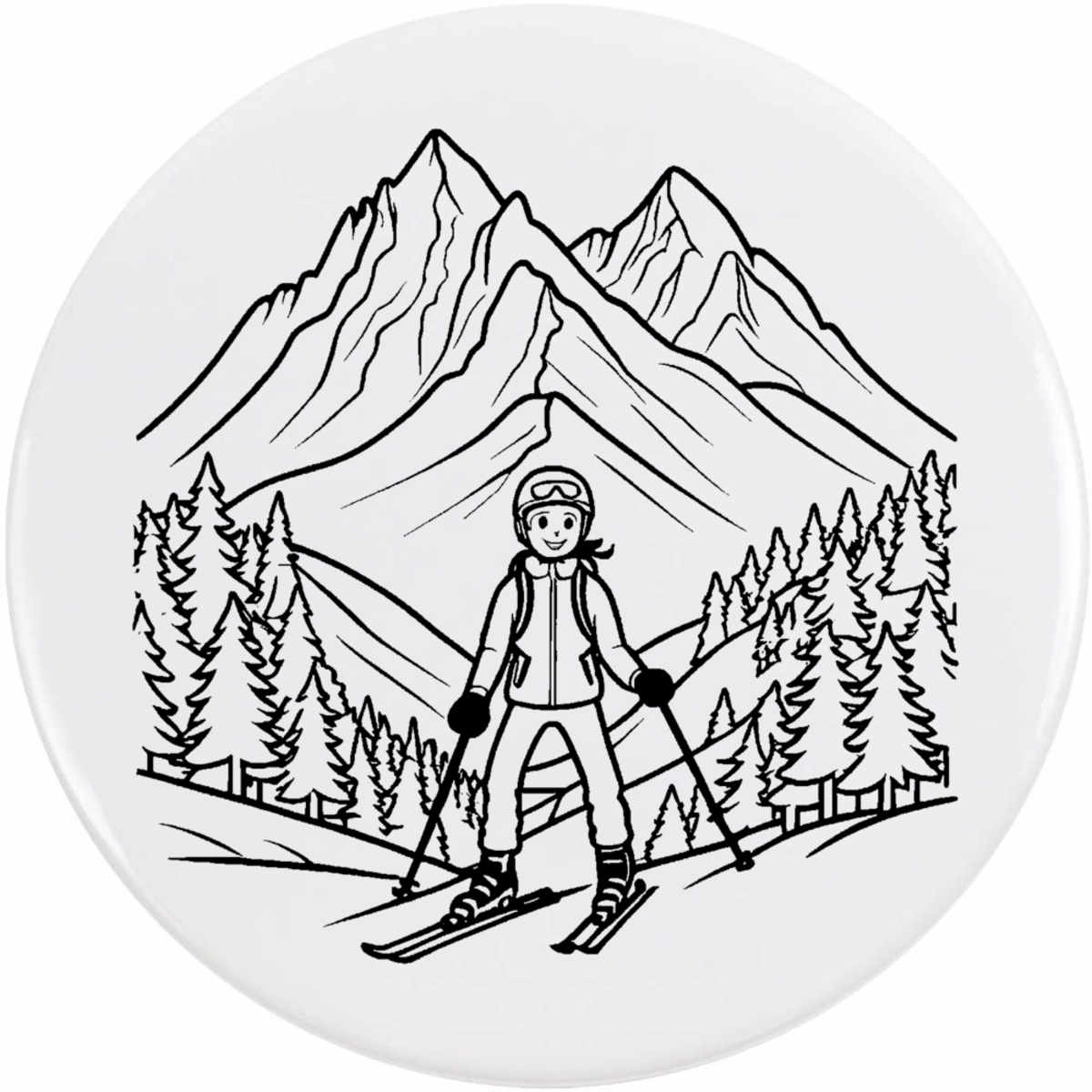 'Mountain Skiing' Button / Lapel Badges - Pin Back Badges for Clothes, Bags, Accessories and Gifts (BB050154)