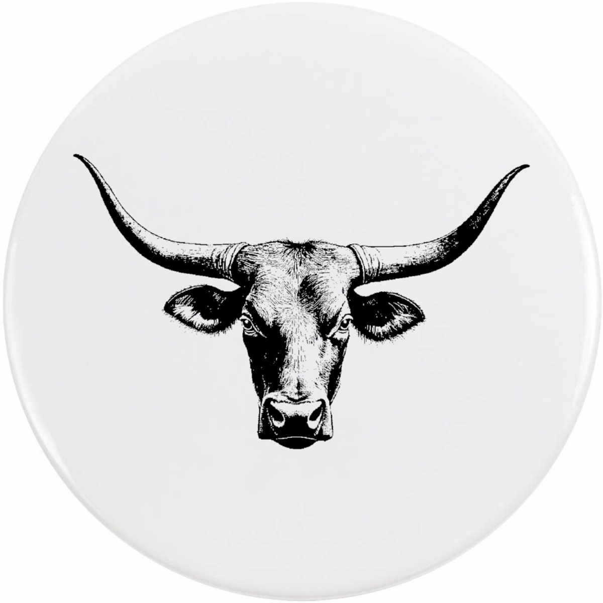 'Longhorn Bull' Button / Lapel Badges - Pin Back Badges for Clothes, Bags, Accessories and Gifts (BB050875)
