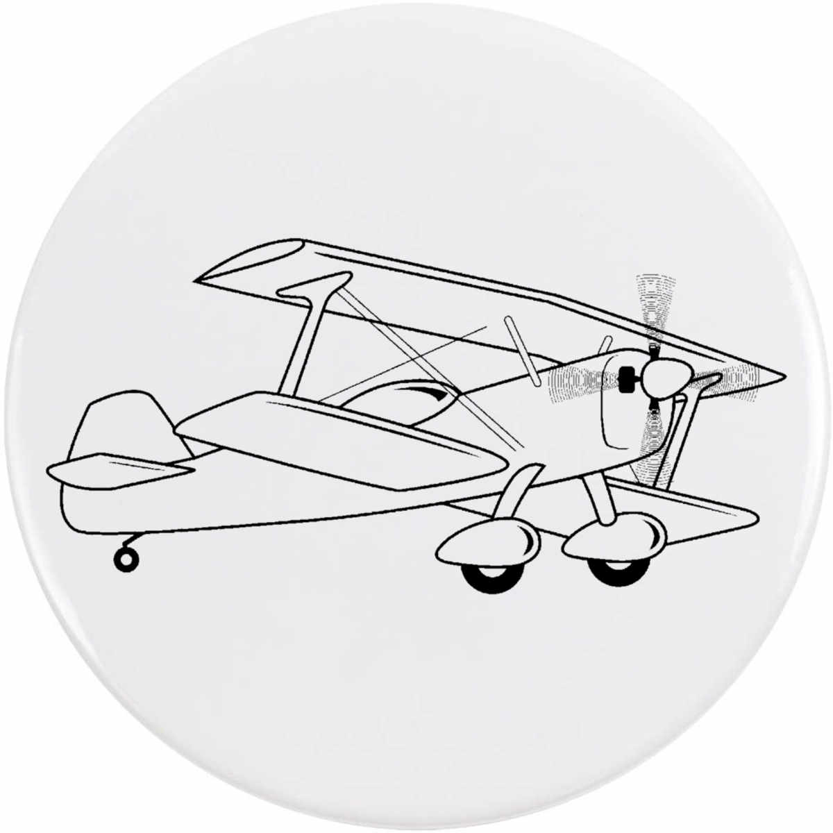 'Bi Plane' Button Badge - 77mm - Pin Back / Lapel Badge for Clothes, Bags, Accessories and Gifts (BB00136106)