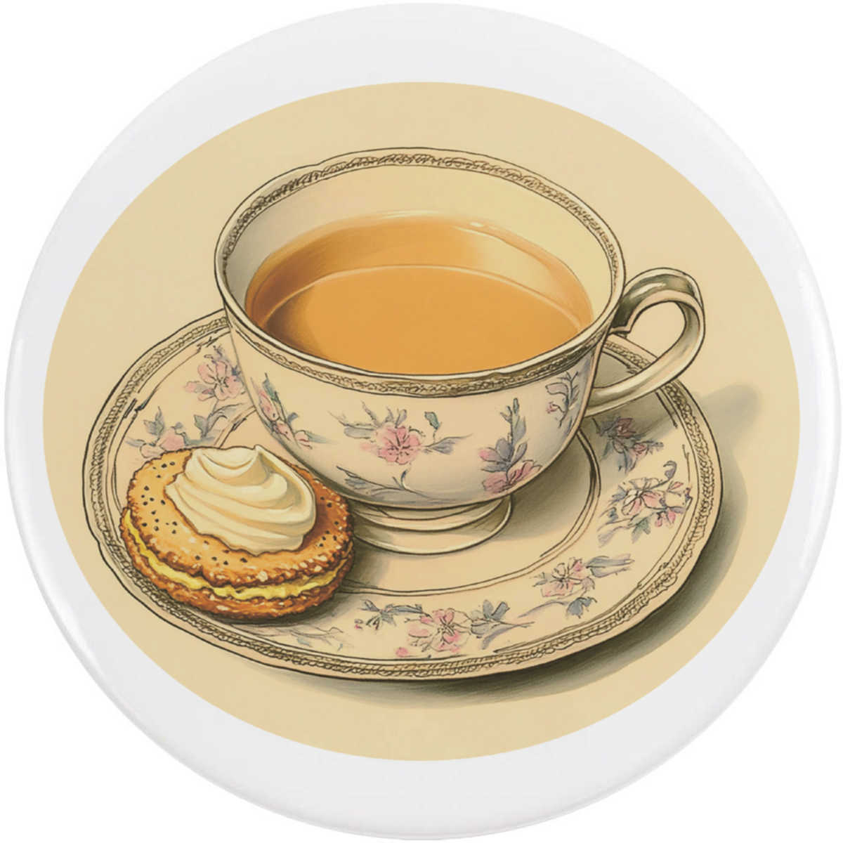 'Tea & Custard Cream' Button / Lapel Badges - Pin Back Badges for Clothes, Bags, Accessories and Gifts (BB051560)