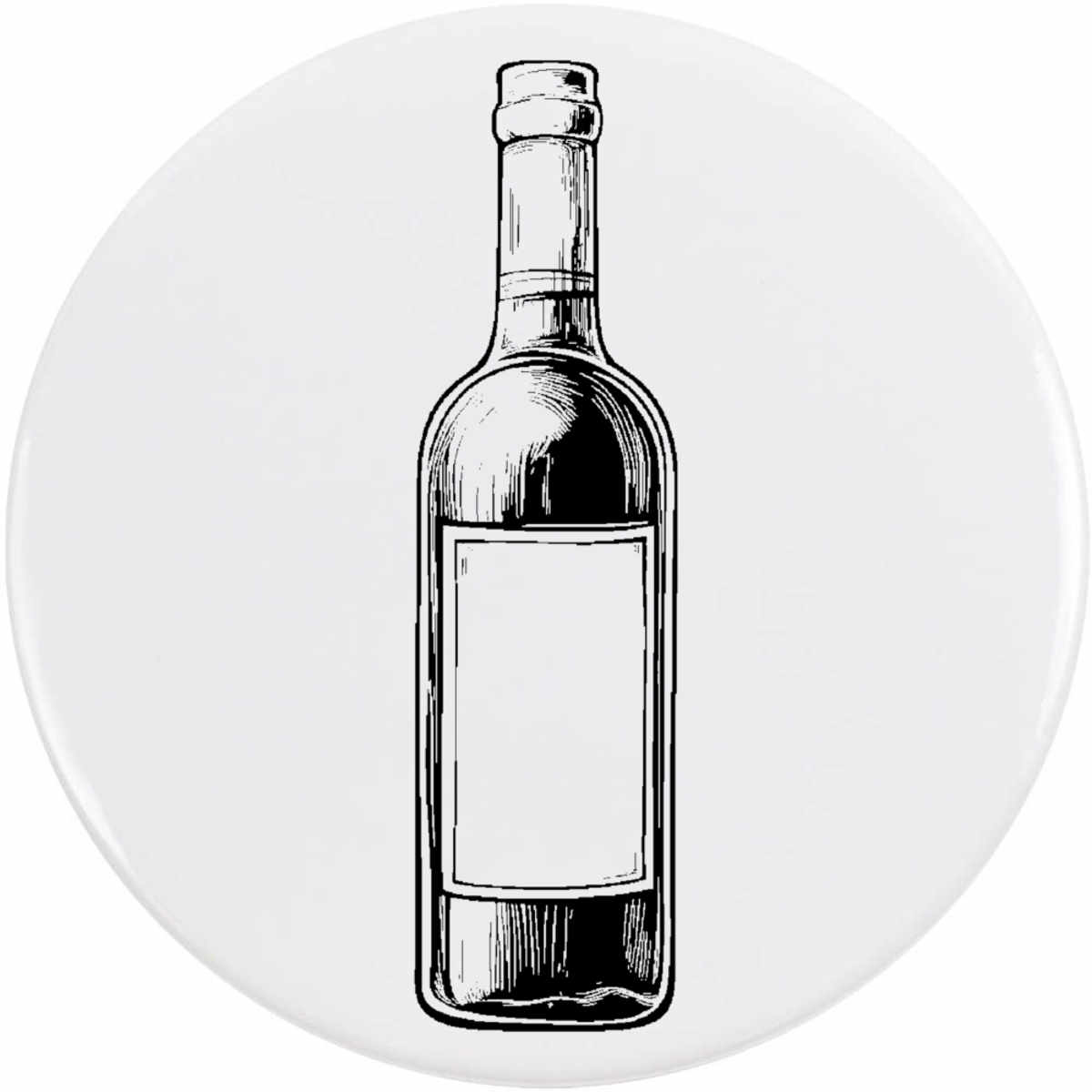 'Single Wine Bottle' Button Badge - 77mm - Pin Back / Lapel Badge for Clothes, Bags, Accessories and Gifts (BB00136611)