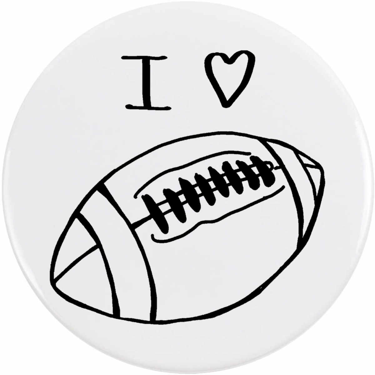 'I love Rugby' Button / Lapel Badges - Pin Back Badges for Clothes, Bags, Accessories and Gifts (BB052144)