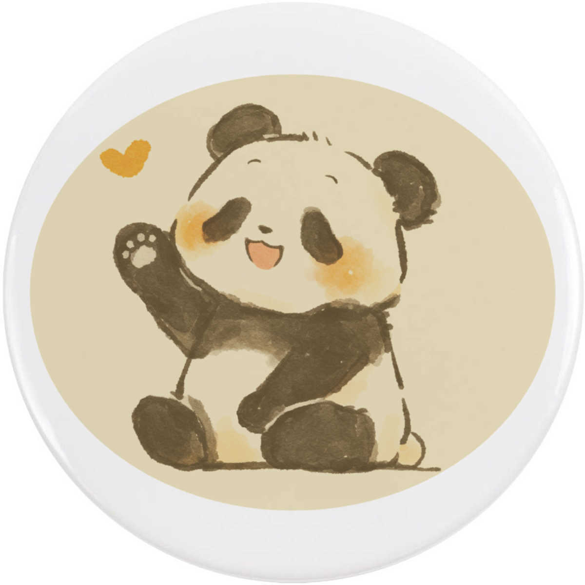 'Cute Panda Waving with Heart ' Button Pin Badges (BB052332)