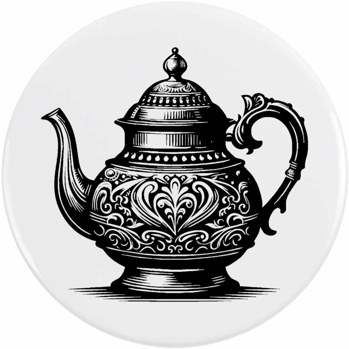 'Fancy Teapot' Button Badge - 77mm - Pin Back / Lapel Badge for Clothes, Bags, Accessories and Gifts (BB00139650)