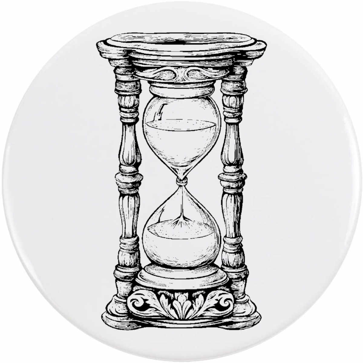 77mm 'Vintage Hourglass' Large Button Pin Badge (BB00140036)