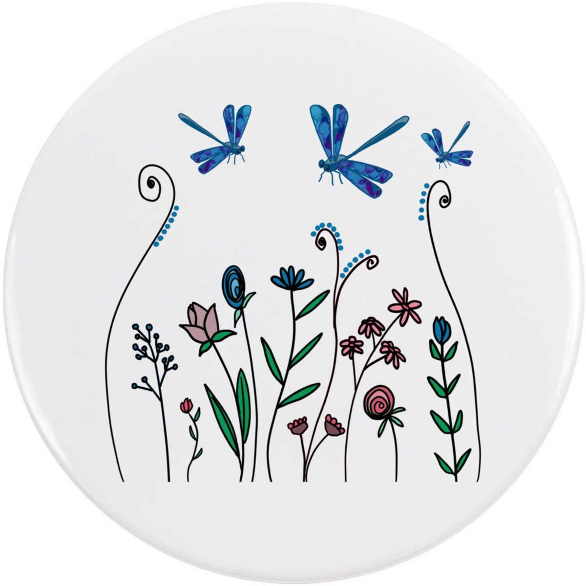 'Dragonflies & Wildflowers' Button Badge - 77mm - Pin Back / Lapel Badge for Clothes, Bags, Accessories and Gifts (BB00140195)