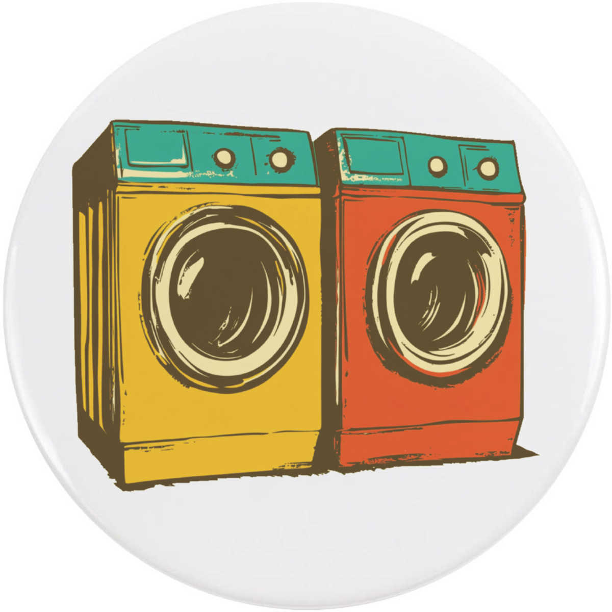 77mm 'Two Washing Machines' Large Button Pin Badge (BB00140563)