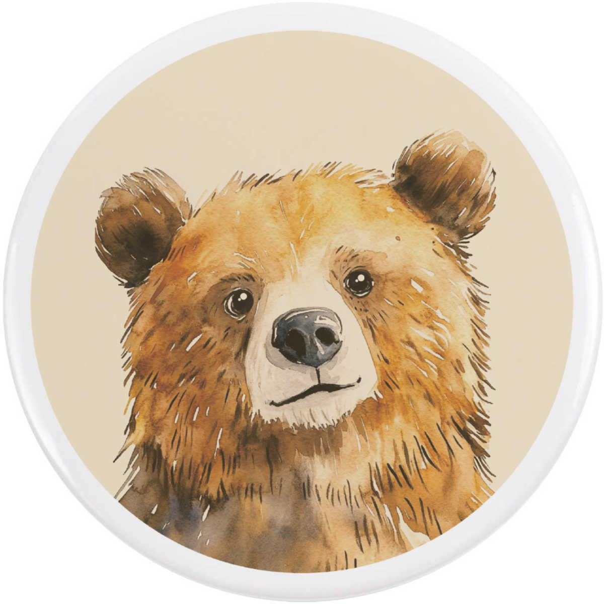 'Cute Brown Bear' Button Pin Badges (BB053103)