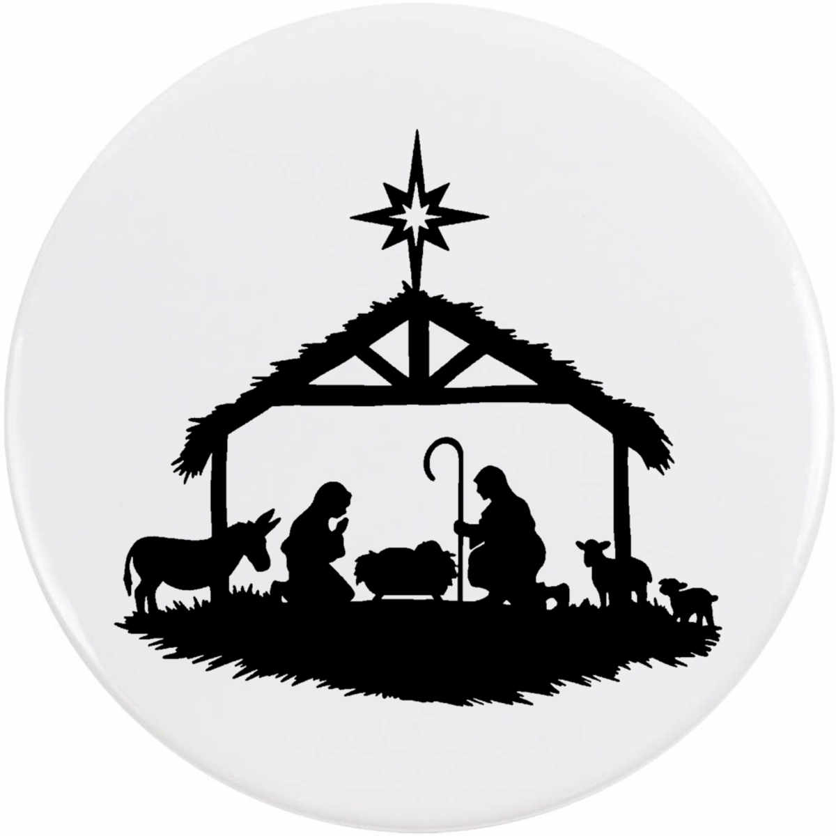 'Nativity Scene' Button Badge - 77mm - Pin Back / Lapel Badge for Clothes, Bags, Accessories and Gifts (BB00142367)