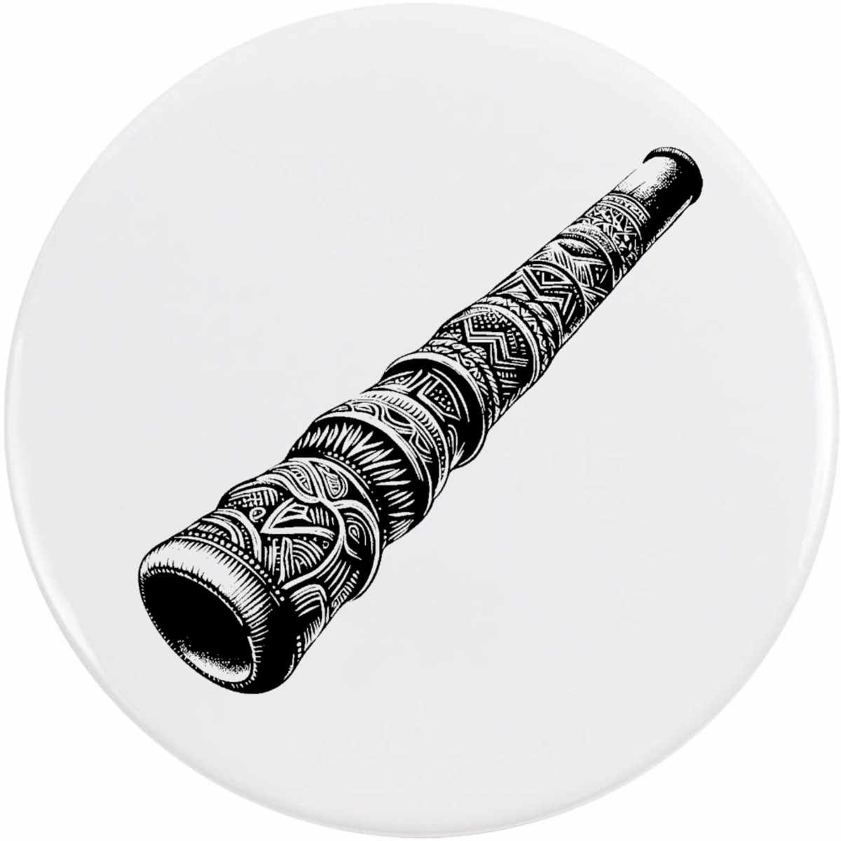 'Carved Didgeridoo' Button / Lapel Badges - Pin Back Badges for Clothes, Bags, Accessories and Gifts (BB053687)